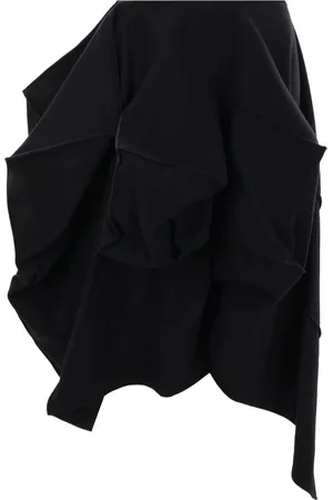 YOHJI YAMAMOTO Rokken, Dames, Zwart, M, Wol, Zwarte Wol Asymmetrische Rok