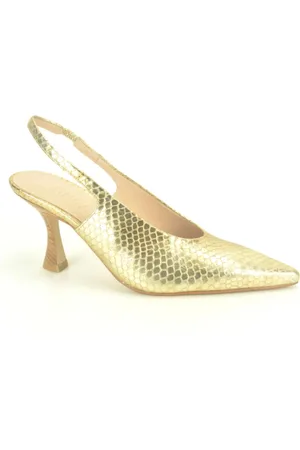 ZINDA Schoenen, Dames, Geel, 35 EU, Gouden Print Stijlvolle Tip