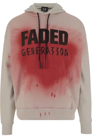 44 Label Group Sweatshirts & Hoodies, Heren, Veelkleurig, L, Katoen, Rode Katoenen Hoodie met Faded Gen Print