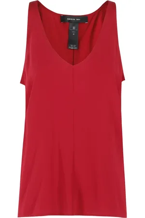 FEDERICA TOSI Tops, Dames, Rood, S, Stijlvolle Crepe de Chine Blouse