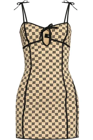 MISBHV Kleedjes, Dames, Veelkleurig, M, Coquette Mini Jurk in Beige