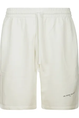 Ih Nom Uh Nit Korte broeken, Heren, Wit, S, Katoen, Logo Detail Katoenen Trekkoord Shorts