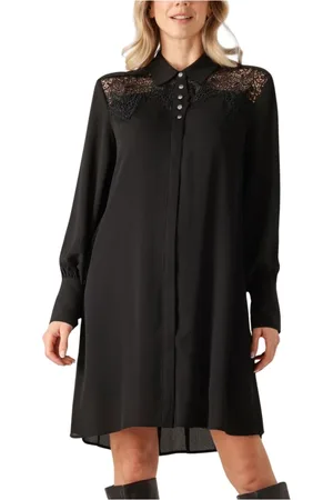 Bruuns Bazaar Kleedjes, Dames, Zwart, M, Polyester, Elegante Zwarte Mini Jurk