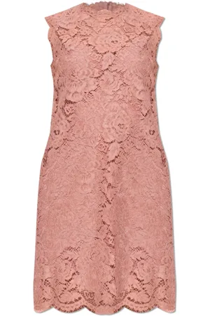 Dolce & Gabbana Kleedjes, Dames, Roze, XS, Mouwloze kanten jurk