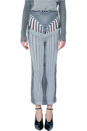 Jean Paul Gaultier Rokken, Dames, Veelkleurig, L, Mesh Midi Rok met Gedrapeerd Overlay