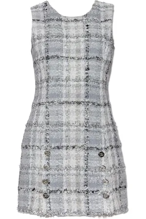 Dolce & Gabbana Kleedjes, Dames, Grijs, S, Tweed, Mouwloze tweed jurk