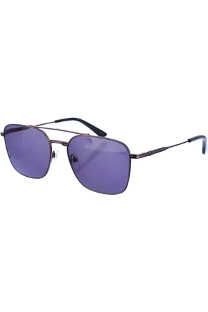 Calvin Klein Accessoires, Dames, Zwart, ONE Size, Vierkante Aviator Metalen Zonnebril