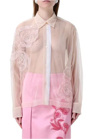 Des Phemmes Blouses & Shirts, Dames, , S, Tule, Doorschijnende Casual Shirt met Decoratieve Borduurwerk
