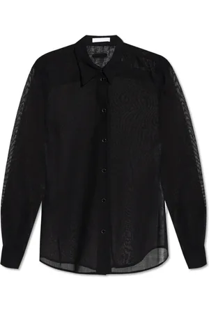 Helmut Lang Blouses & Shirts, Dames, Zwart, M, Wol, Transparante shirt