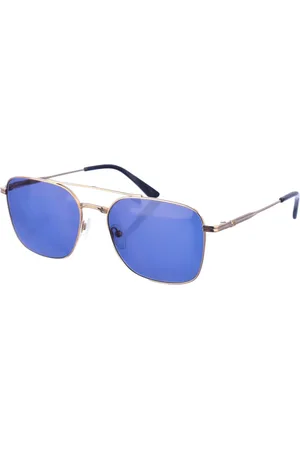 Calvin Klein Accessoires, Dames, Geel, ONE Size, Vierkante Aviator Metalen Zonnebril