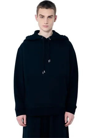 DRIES VAN NOTEN Sweatshirts & Hoodies, Heren, Zwart, XL, Katoen, Katoenen Hoodie met Kangoeroezak