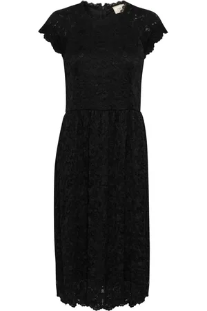 Cream Kleedjes, Dames, Zwart, 2Xl, Elegante Kantjurk in Pitch