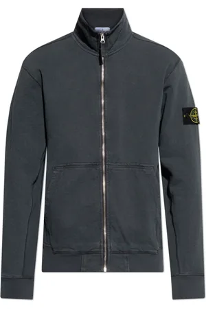 Stone Island Sweatshirts & Hoodies, Heren, Grijs, M, Katoen, Sweatshirt met opstaande kraag