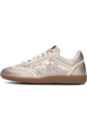 Fred de la Bretoniere Schoenen, Dames, Roze, 42 EU, Katoen, Gouden parel lage sneakers