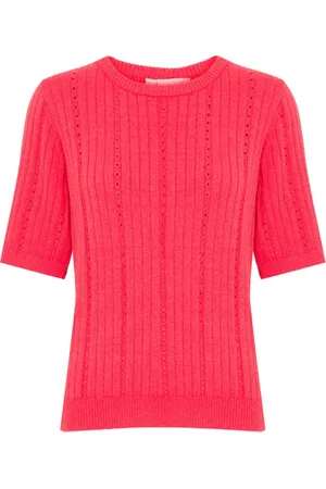 Ichi Truien, Dames, Rood, L, Geranium Gebreide Top Ihsella Stijl