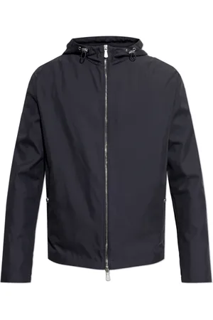 ELEVENTY Jassen, Heren, Blauw, 3Xl, Zijden Jas met Capuchon
