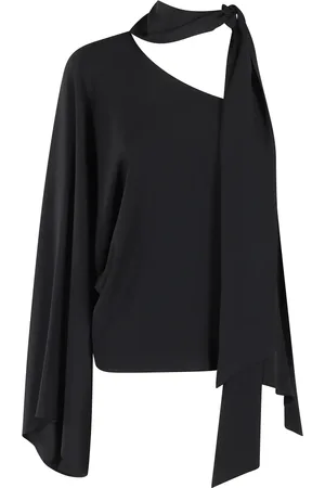 FEDERICA TOSI Blouses & Shirts, Dames, Zwart, M, Eén-schouder Crepe de Chine Top