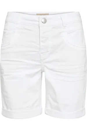 Mos Mosh Korte broeken, Dames, Wit, W28, Denim, Denim Treasure Shorts met Details