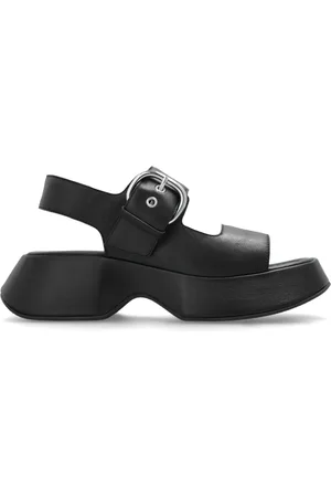 vic matiè Schoenen, Dames, Zwart, 38 EU, Leer, Plateau sandalen
