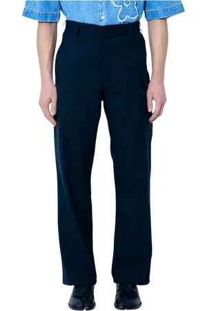 Marni Broeken, Heren, Zwart, S, Wol, Wollen broek met klepzakken