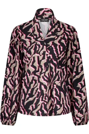 Lady Day Blouses & Shirts, Dames, Roze, M, Zebra Print V-Hals Blouse