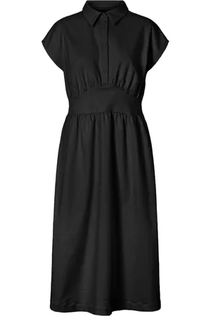 RUE de FEMME Kleedjes, Dames, Zwart, S, Elegante Zwarte Jurk met Korte Mouwen