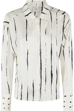 ALYSI Blouses & Shirts, Dames, Wit, XS, Lijnen en Dots Shirt