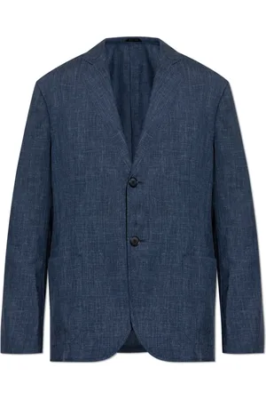 Giorgio Armani Jassen, Heren, Blauw, 2Xl, Wol, Blazer met open revers