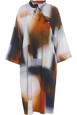 Bitte Kai Rand Kleedjes, Dames, Veelkleurig, M, Asymmetrische Block Blur Jurk Haru Model
