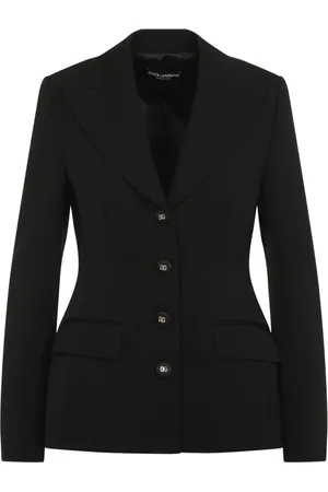 Dolce & Gabbana Jassen, Dames, Zwart, S, Wol, Zwarte Wollen Jas Elegante Damesmode