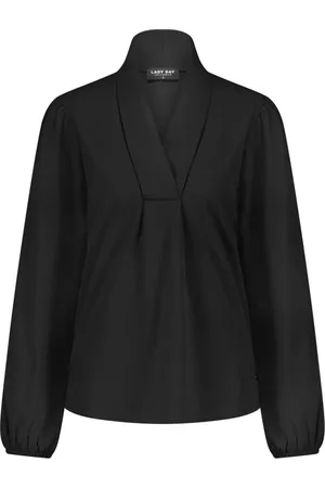 Lady Day Blouses & Shirts, Dames, Zwart, XS, Naomi V-hals Blouse Pofmouw
