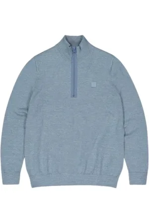 Butcher of Blue Truien, Heren, Blauw, L, Stijlvolle Half Zip Herentrui