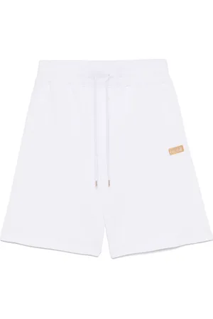 VERSACE Korte broeken, Heren, Wit, S, Katoen, Witte en Gouden Shorts