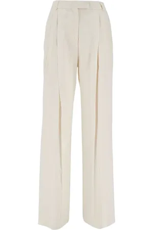 Des Phemmes Broeken, Dames, Wit, M, Leer, Geborduurde Wijde Broek
