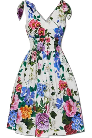 Dolce & Gabbana Kleedjes, Dames, Veelkleurig, S, Katoen, Jurk met bloemenmotief