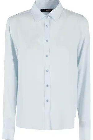 SEVENTY BY SERGIO TEGON Blouses & Shirts, Dames, Blauw, 2Xs, Zijde Blend Crepe Shirt