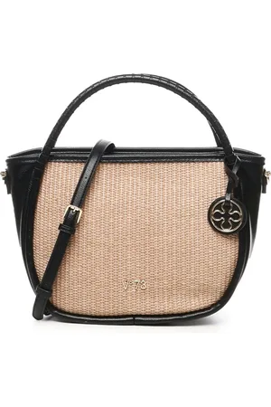 V°73 Tassen, Dames, Zwart, ONE Size, Zwarte Polyurethaan Handtas met Ritssluiting