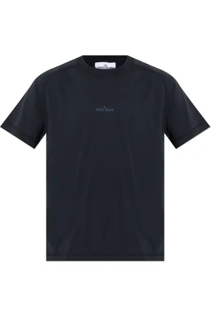 Stone Island Tops, Heren, Zwart, S, Katoen, T-shirt met Logo