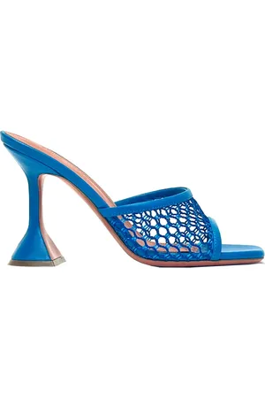 Amina Muaddi Schoenen, Dames, Blauw, 37 EU, Turquoise Muiltjes Sandalen