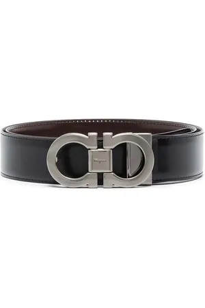 Salvatore Ferragamo Accessoires, Heren, Zwart, 115 CM, Leer, Omkeerbare leren riem Gancini-stijl