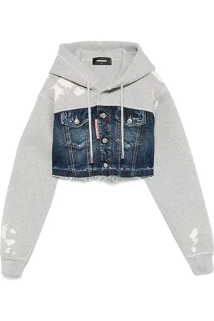 Dsquared2 Sweatshirts & Hoodies, Dames, Grijs, XS, Indigo Blauwe Hoodie met Zakken