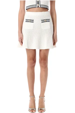 Self-Portrait Rokken, Dames, Wit, L, Katoen, Witte Gebreide Mariner Mini Rok