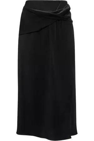 J.W.Anderson Rokken, Dames, Zwart, XS, Zwarte midi-rok met decoratieve knoop