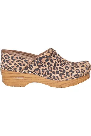 Dansko Schoenen, Dames, Bruin, 36 EU, Suède, Beige Animal Print Instap Schoenen