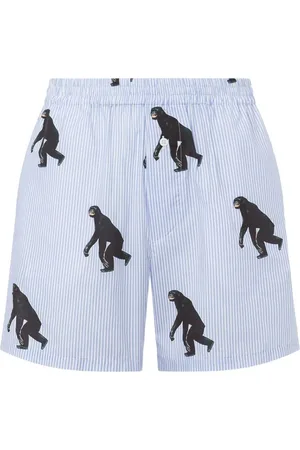 Moschino Badkleding, Heren, Blauw, M, Katoen, Blauwe Streepdruk Katoenen Broek