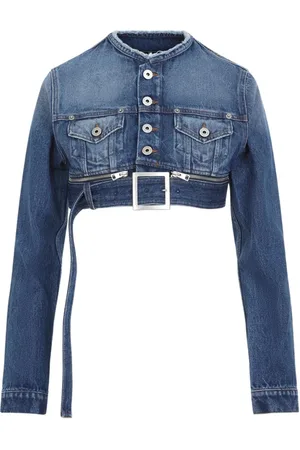Jean Paul Gaultier Jassen, Dames, Blauw, M, Denim, Stijlvolle Cropped Denim Jack