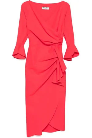 CHIARA BONI Kleedjes, Dames, Rood, 4Xl, Koraalrode Gedrapeerde Panel Jurk