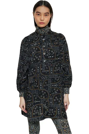 Antik Batik Kleedjes, Dames, Zwart, S, Wol, Elie print jurk