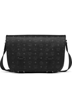 MCM Tassen, Dames, Zwart, ONE Size, Leer, Aren Messenger Tas in Visetos