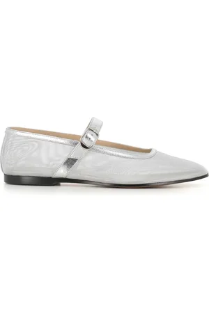 Le Monde Beryl Schoenen, Dames, Grijs, 38 1/2 EU, Leer, Zilveren Mesh en Leren Ballerina Schoenen